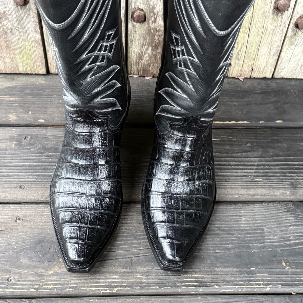 Caboots Handmade In El Paso Texas Exotic Barcelona Smooth Caiman Cowboy Boots - Picture 3 of 9